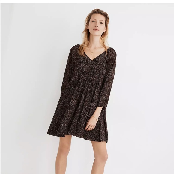 Madewell V-Neck Babydoll Dress in Brushed Texture - Picture 1 of 3